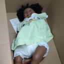 Wamdoll 24Inches Sweet Smiling Rooted Curly Hair Lifelike Reborn Baby Girl Dolls That Look Real and Feel Real, Realistic Newborn Toddler Collectible Art Doll in Dark Brown Skin