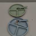 Baby Feeding Set, 2 Pack Silicone Divided Suction Plates for Baby, 2 Pack Spoons and Forks Set, BPA Free, Baby Led Weaning Supplies for Toddler Utensils (Blue)