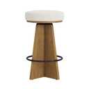 Nathan James Preston Modern Swivel Solid Wood Counter Stool with Boucle Upholstered Seat