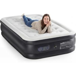 NEWBULIG Twin Air Mattress 18 Inch with Built-in High Capacity Pump, Portable Blow Up Mattress 660 lbs Weight Capacity, Inflatable Air Bed for Home, Camping & Guest, Double Height&Non-Slip Bottom