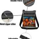 Pumpkin Candy Trick or Treat Adjustable Strap Crossbody Bag Jack-O-Lantern Bat with Assorted Sweets Print Messenger Bag for Candy Lover Halloween Night Birthday Party Gift for Friend