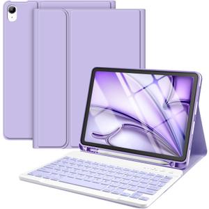 TaIYanG Compatible for iPad Air 11 inch Case with Keyboard for iPad Air 5 2022/iPad Air 4th Gen Keyboard Case with Pencil Holder - Flip Stand Cover for iPad Air 11" M3/M2/iPad 5th 2022/ 4th 2020 (Purple)