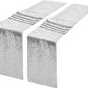 2 Packs 12 x 108 inches Silver Sequin Table Runner, Glitter Silver Table Runner for Wedding Birthday Bachelorette Holiday Party Supplies Decorations Bridal Shower Baby Shower