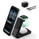 Belkin MagSafe Charger Compatible, 3in1 Charging Station, Qi2.2 25W Magnetic Wireless Charger Dock, Foldable Charging Stand for iPhone 17/16/15, Apple Watch, AirPods, Pixel 10 (45W Adapter Included)