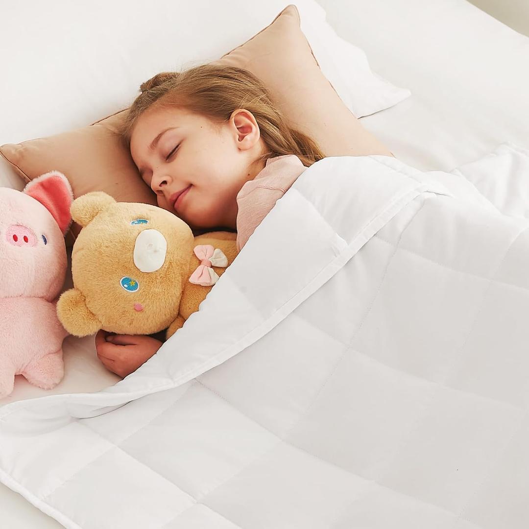 CuteKing Weighted Blanket  Weighted Blanket with Premium Glass Beads  Breathable Heavy Blanket for Comfort Sleep  Thick Blanket All Season (7lbs, 40"x60", White)