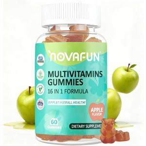 Multivitamin Gummies,16-in-1 Multi Vitamin Supplements for Women, Men & Kids, Essential Vitamins & Minerals for Overall Health, Vegan, Sugar-Free, 60 Count, BBD 12/2026
