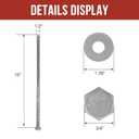 1/2" x 10" Lag Bolts (25 PCS) Lag Screws for Wood, Hot Dip Galvanized, Heavy Duty Hex Head with Washers