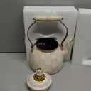 MACKENZIE-CHILDS Enamel Tea Kettle, Stylish Tea Kettle for Stovetop, Pink-and-White Rosy Check, 2 Quarts