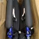 Medline Lightweight Foldable Transport Wheelchair with Handbrakes and 12-Inch Wheels, Blue Frame, Black Upholstery