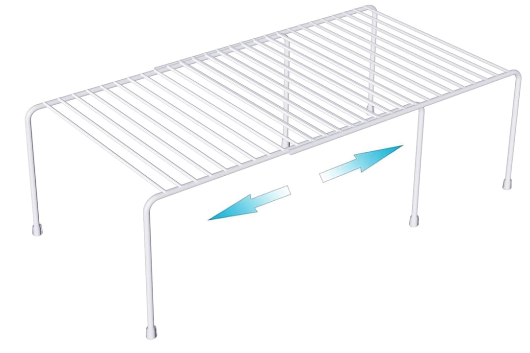 Kitchen Cabinet Organizer and Storage Shelves Expandable Freezer Shelf Organizer Rack with Scratch Resistant Feet for Counter Pantry Dish Spice Cupboards