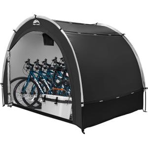 Happy Travel Bike Storage Tent Shed, Outdoor Waterproof Bicycle Covers Shelter with Window for 2/4/6/8 Bikes,Oversized Outside Portable Sheds for Lawn Mower,Garden Tools (Arch-5x7x5.6ft-Black)