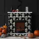 Black Gothic Skull Wallpaper Peel and Stick Vintage Dark Floral Butterfly Wallpaper Sugar Skull Flower Contact Paper Home Decorative 12"x118" Removable Wall Paper for Bedroom Basement Door