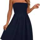elescat Summer Dresses for Women 2026 Strapless Casual Beach Cover Ups Tube Top Sundress,S