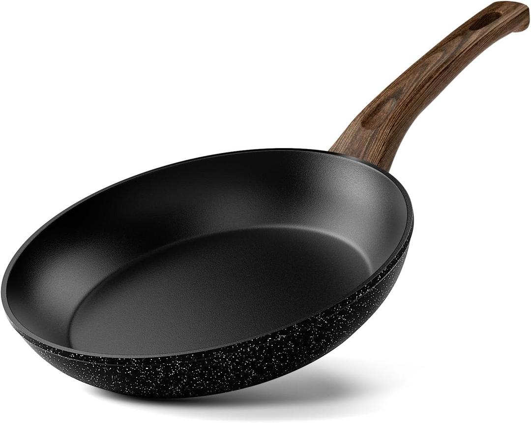 Non Stick Frying Pan, Frying Pan Nonstick Egg Pan Non Toxic, Small Skillet Pans Omelette Pan, Induction Compatible, PFOA Free Healthy Pans(8 Inch, Black)