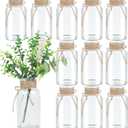 Vintage Glass Flower Vase, Farmhouse Glass Centerpiece Vases Mason Jars for Weddings, Parties & Home Decor Bulk (12, Transparent)