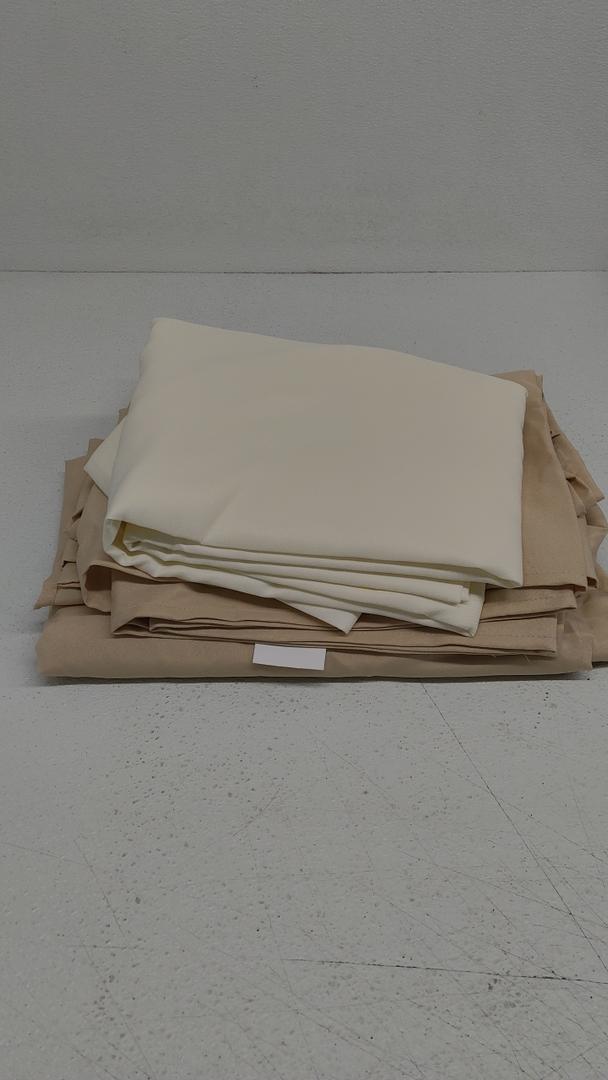 Pack of 2: BRILLMAX 5 Pack Beige Tablecloths for 6 Foot Rectangle Tables 60 x 102 Inch - 6ft Rectangular Bulk Linen Polyester Fabric Washable Cloth Cover for Wedding Reception Banquet Birthday Party, BRILLMAX 1 Pack Ivory Tablecloths for 6 Foot Rectangle Tables 60 x 102 Inch