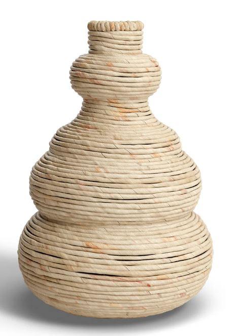 Fllamo Faux Seagrass Floor Vase for Home Decor, Decorative Woven Vase 10''x 10''x 14'', Unique Home Decorations Gift with Abstract Bubble Shape