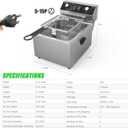 Electric Deep fryer Stainless Steel Deep Fryer with Basket & Lid Capacity 10L(10.5QT) Electric Countertop Fryers for Home Kitchen and Restaurant with 60 Minute Timer, 1800 Watts, 120V