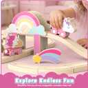 Lehoo Castle Wooden Train Set - Unicorn Train Set for Toddlers 2-4, Wooden Train Track Toddler Girl Toys, Pink Train Fantasy Toys for 3 4 5 6 7 Year Old Girl