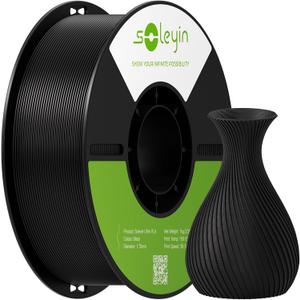 Soleyin PLA Filament 1.75mm, Neatly Wound 3D Printer Filament 1kg Spool (2.2lbs), High-Speed Printing, Dimensional Accuracy ±0.02mm, Strong Toughness No Warping, Fit Most FDM 3D Printers,Black