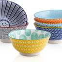 Selamica Porcelain Ice Cream Bowls Set of 6, Small Bowls, Ceramic bowls for Dessert, Ice Cream, Variety of Colors (5 inches)