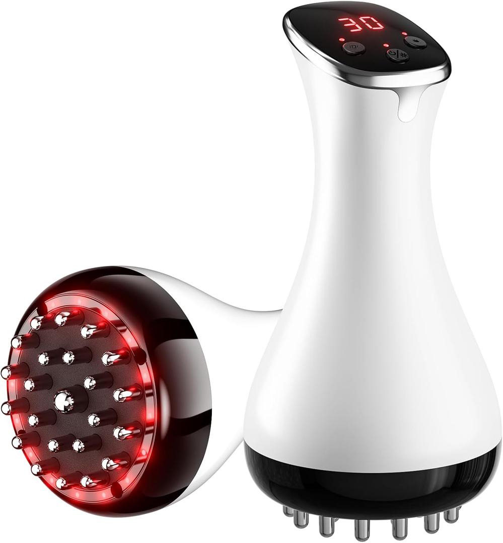Lymphatic Drainage Massager, Anti Cellulite Massage Tool & Body Sculpting Machine with 30-Level Microcurrent, Light, Heat & Vibration for Legs, Arms & Belly, Helps Reduce Stretch Marks & Cellulite
