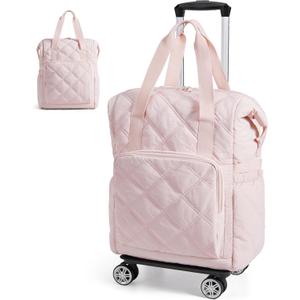 BAGSMART Rolling Duffle Bag with Wheels, Carry on Travel Bag with | Detachable Base, Carry on Travel Bag with PVC Wet Pocket, 4 silent spinner wheels