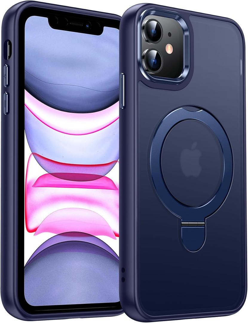 LeYi for iPhone-11 Case Blue, with Stand for Magsafe [ Kickstand Ring Holder] Cover Funda para i Phone iphone11 Women Man Magnetic Rugged Military Grade Protective Slim ipone 11case, Navy Blue
