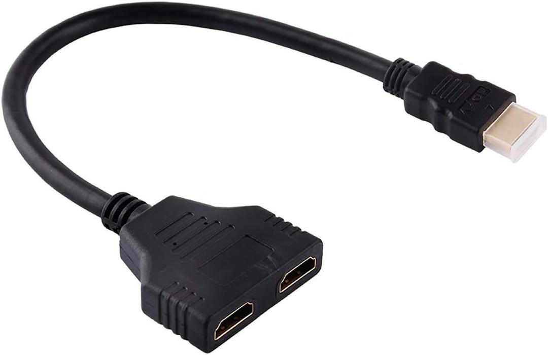 HDMI Splitter 1 in 2 Out Cable Splitter Male to Dual Female 1 to 2 Way HDMI Adapter Cable, for HDTV, PlayStation 3, DVD, LCD and projectors, Support 2 TVs at The Same Time, 11.8 Inch