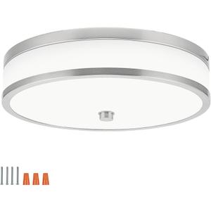 Design House Donohue 15 Inch Integrated LED Ceiling Light, 3 Color Temperature, Flush Mount, Dimmable, Nickel, 587501