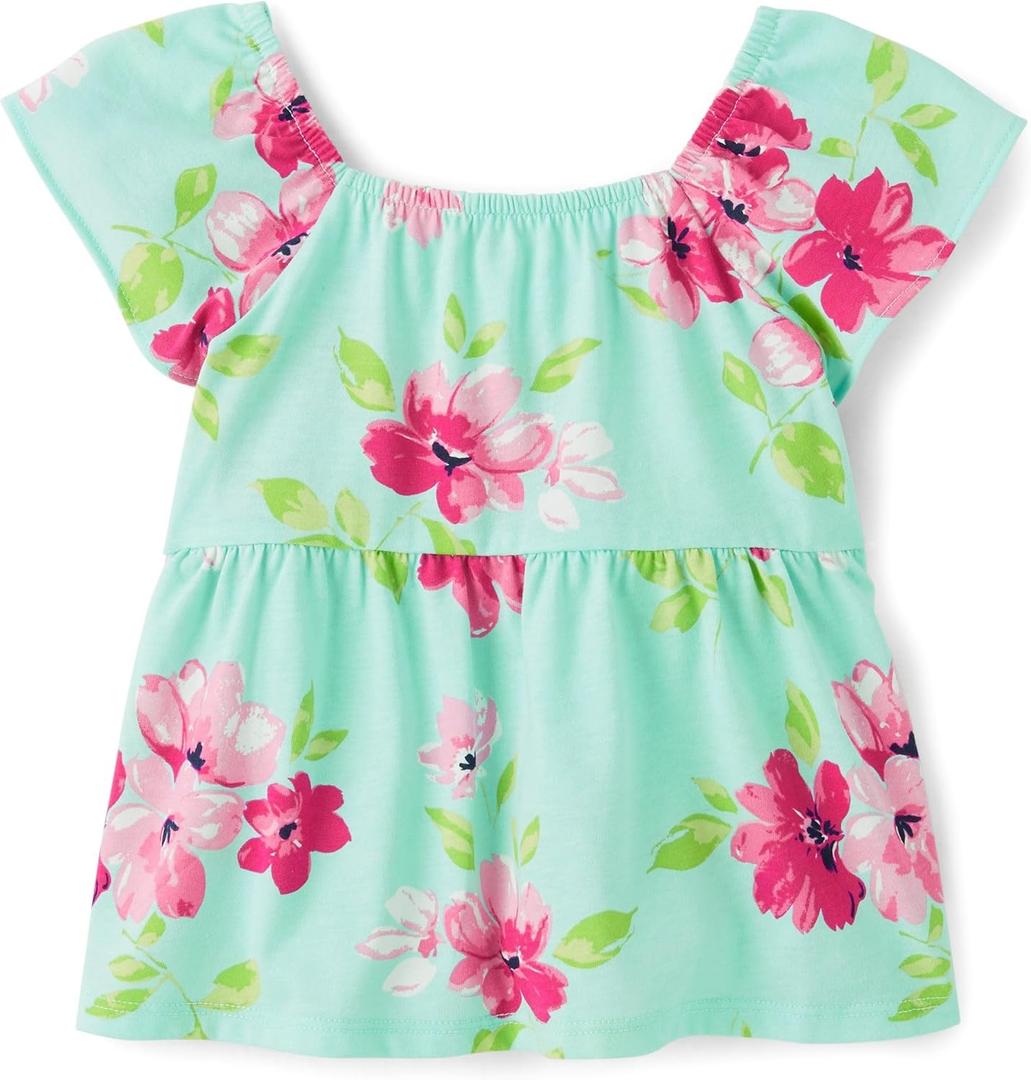 The Children's Place Baby-Girls and Toddler Short Sleeve Flutter Shirt (2T, Mint Tea)