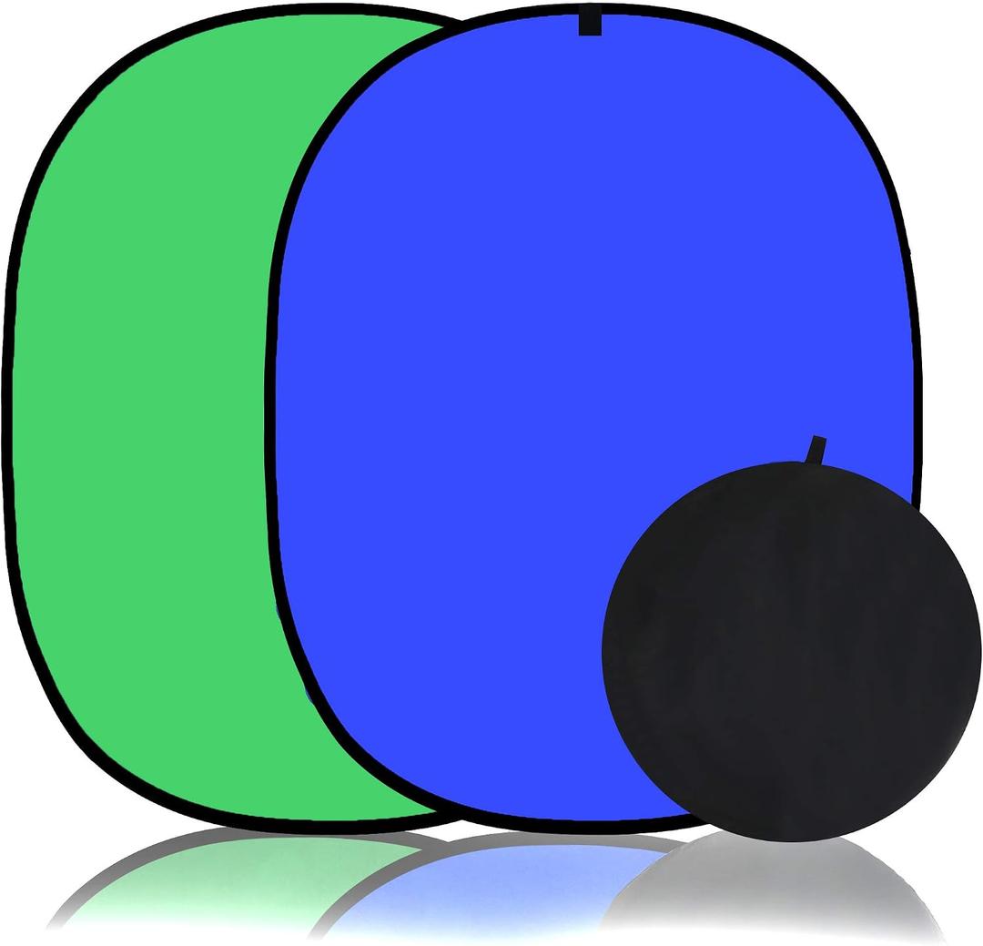 Koopro 57 Collapsible Twist Background Double-Sided Pop Up Flex Backdrops Chroma Blue & Green Portrait Screen Professional Video Photography and Television Studio Props with Carrying Case, Small