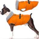 Lelepet Dog Coat Waterproof Dog Jacket Reflective Fleece Vest with Adjustable Buckle & Leash Hole Windproof Cold Weather Coats for Medium Dogs, Warm Hunting Vest, Orange, M