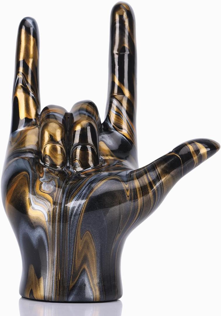 DOVDOV I Love You Gesture Statue, Black and Gold Gesture Home Decor Accents, Modern Art Hand Sculpture Decor, Office, Wedding, Table centerpieces, Home Living Room Decor and Accessories.