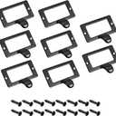 uxcell Label Holder Pull Handles, Vintage Zinc Alloy Label Frame Drawer Knobs for Cabinet Cupboard, Black 59x44mm Pack of 8 w Screws