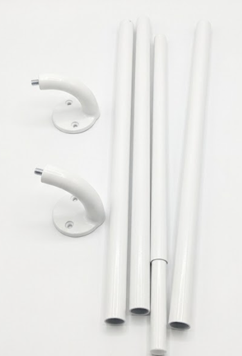 White Curtain Rod, Heavy Duty Curtain Rods for Windows Adjustable, 1 inch Metal Drapery Rods with End Cap Finials, Modern Drapery Rods for Sliding Door, Bedroom, Living Room, Size: 64 In