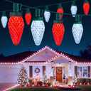 Brightown C9 Christmas Lights Outdoor, 114FT 150 LED Red and Pure White String Lights with Timer, 8 Modes, UL Listed Waterproof Connectable Christmas Tree Lights for House, Roof, Garden, Patio Decor