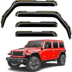 in-Channel Window Rain Guards Fit for Truck Jeep Wrangler JL 2018-2025 and Gladiator 2020-2025 Extra Durable Window Visors Window Deflectors Vent Visors Vent Shades Car Accessories-4 pcs