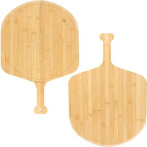 12 inch Bamboo Pizza Peel with 8 Slice Grooves, Double-Sided Use Pizza Cutting Board for Pizza, Bread, Cheese, Vegetable, Fruits (1 PCS)