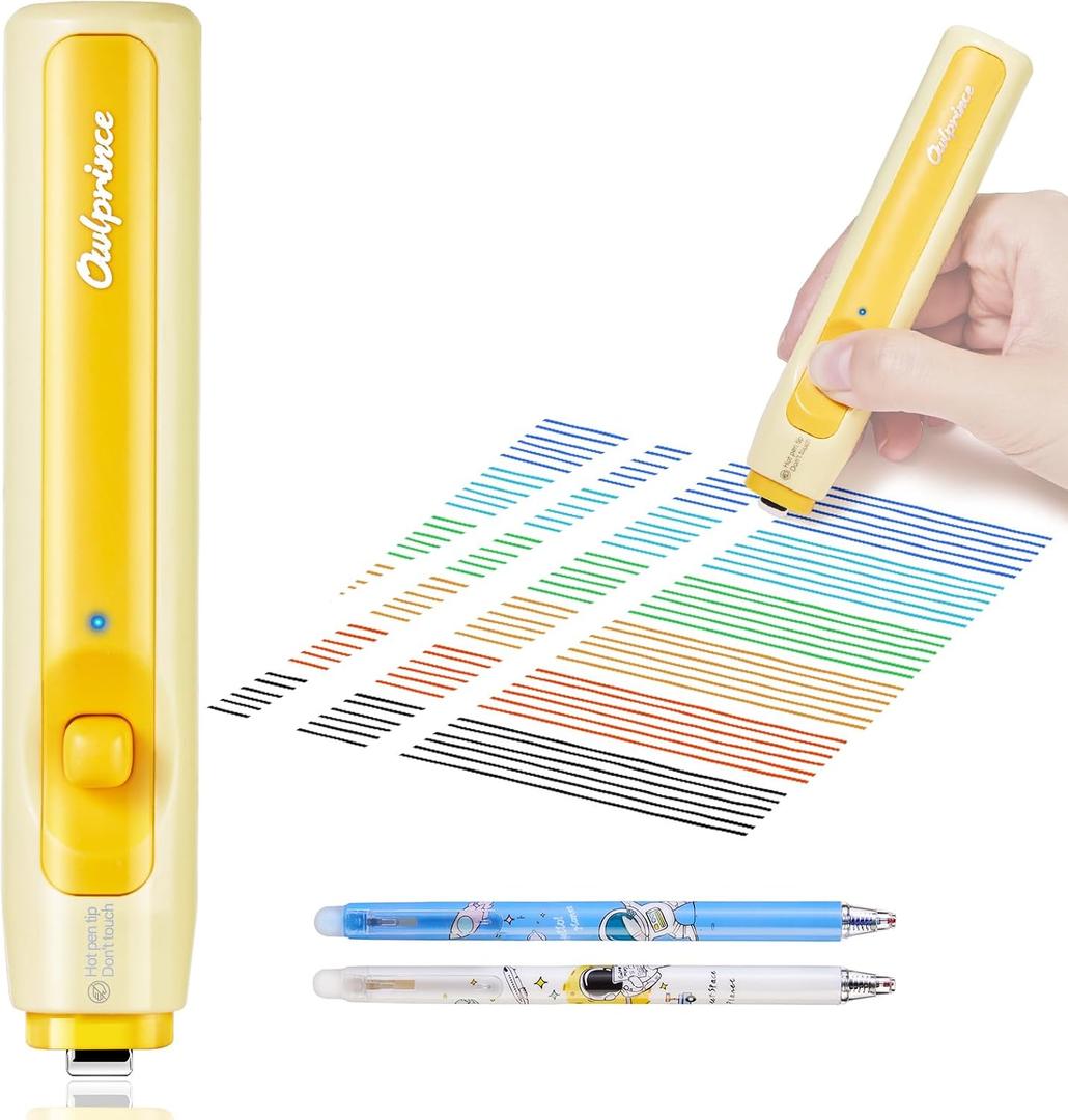 Heat Pen Eraser for Erasable Gel Ink Pen - Electric Ink Remover for Heat Erasable Gel & Rollerball Pens, 1-Second Clean Erase, USB-C Rechargeable, Safe for Students & Note-Taking -Yellow