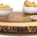 Lipper International Acacia Wood Large Slab Lazy Susan with Bark Rim 16"L x 1.75"W x 16"H