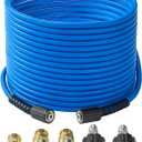 FIXFANS Pressure Washer Hose 1/4" X 50 FT High Power Washer Extension Hose Kink & Wear Resistant High Pressure Hose for Replacement Compatible with M22 Fittings 3600PSI