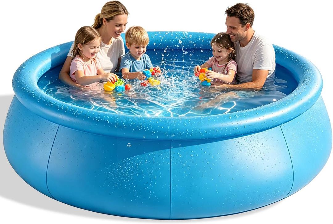 10FT x 30IN Inflatable Swimming Pool, Large Round Blow Up Pool for Family & Kids, Heavy-Duty Backyard Summer Water Party Pool with Repair Kit & Accessories