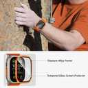 Amizee 2 Pack Metal Case Compatible with Apple Watch Ultra 3/2/1 Screen Protector Case 49mm with Tempered Glass, Metal Frame Built in HD Glass Protective Cover for iWatch 49mm (C-Orange)