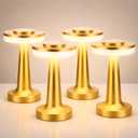 Riakrum 4 Pcs LED Portable Cordless Table Lamp with Touch Sensor 3 Color Stepless Dimming Rechargeable Battery up to 15 Hours Cordless Table Light Wireless Lamp for Nursery (Gold, Modern)