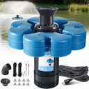 RELIY Pond Fountain Aerator, 1HP 110V 15000 GPH Fountain Pump, Fully Automatic Powerful Lake Floating Fountain, 100 FT Power Cord, 2x100 FT Traction Rope, Pond Fountains For Large Ponds (Black)