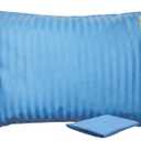 ZPECC Toddler Pillow with Pillowcase - 13x18 Organic Cotton Hypoallergenic Kids Pillow, Baby Essentials for Travel Crib Daycare Stroller (Intended for Age 2 and up) Blue Stripe