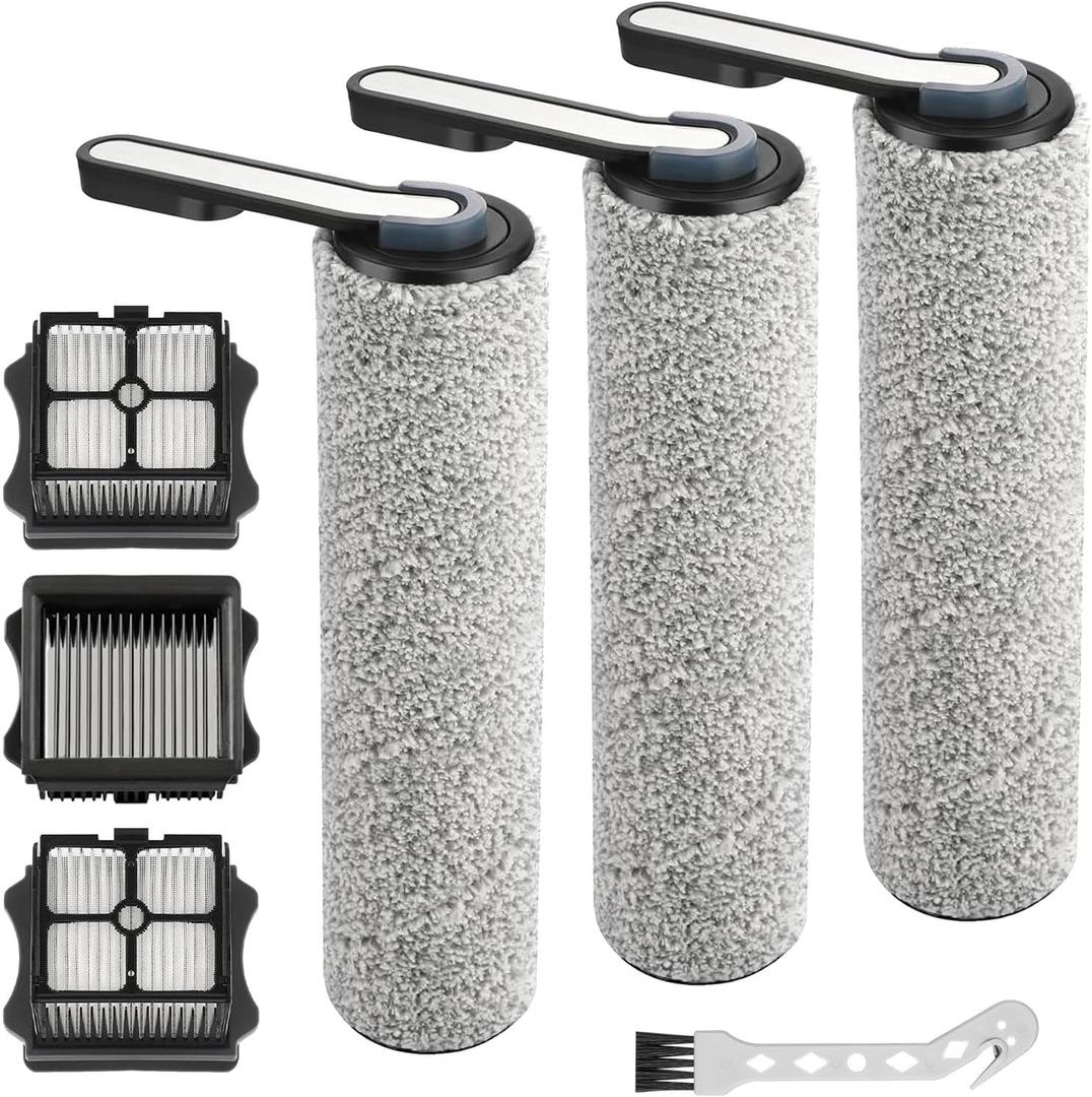 HEPA Filters & Replacement Parts Kit Brush Rollers Compatible Parts Accessories Kit For Tineco Floor ONE S5/Floor One S5 Pro 2 Wet Dry Vacuum Cleaner, Inclue 3 Vacuum Filter, 3 Brush Rollers