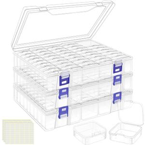 DILIBRA Bead Organizer Box, 138Pcs Small Bead Organizers and Storage Plastic Cases, Mini Clear Storage Containers Boxes with Hinged Lid for Diamond Painting Accessories Seed Jewelry DIY Craft