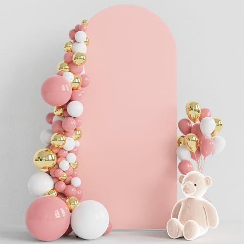 Wokceer 6FT Wedding Arch Cover Spandex Fitted Wedding Arches Stand Covers Round Top Chiara Arch Backdrop Cover for Birthday Party Ceremony Banquet Decoration Pale Pink